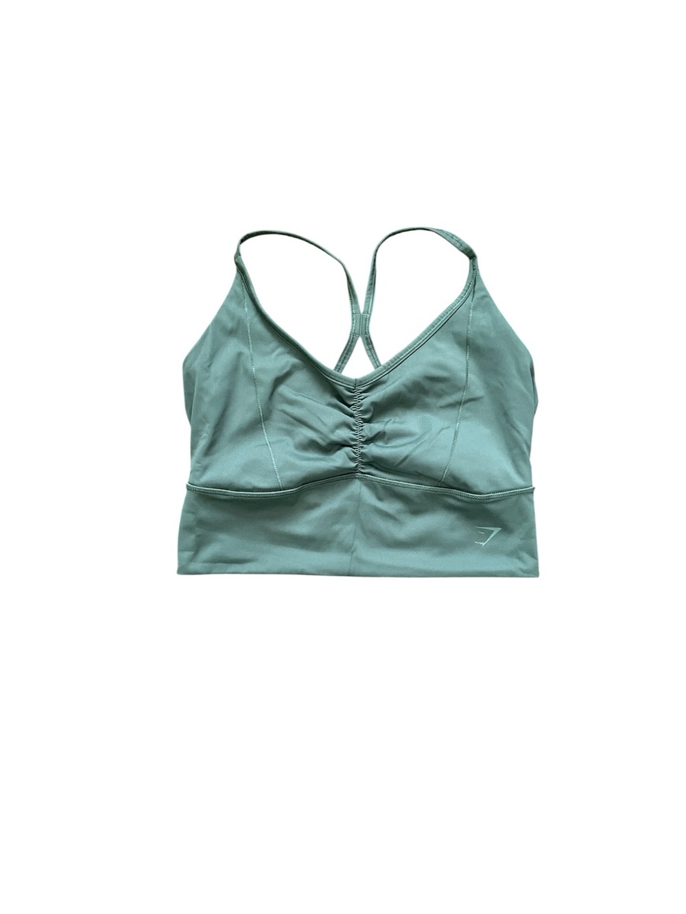 Bundle Gymshark Olive Green Ruched Strappy V‑Neck Sports Bra and leggings EUC